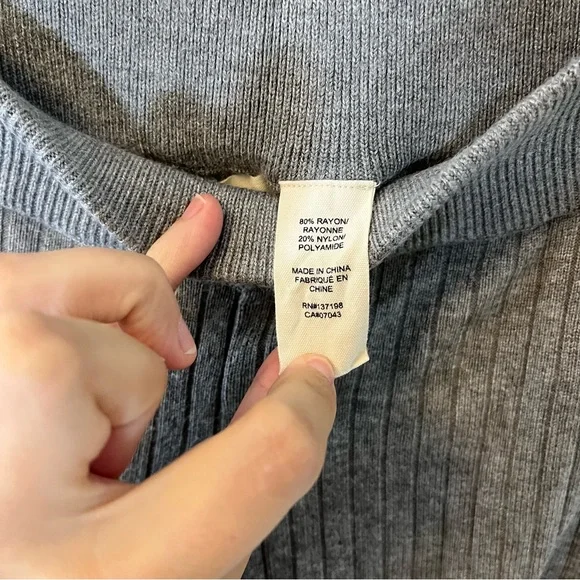 Gray Ribbed Wide-Leg Pants - Picture 4 of 8